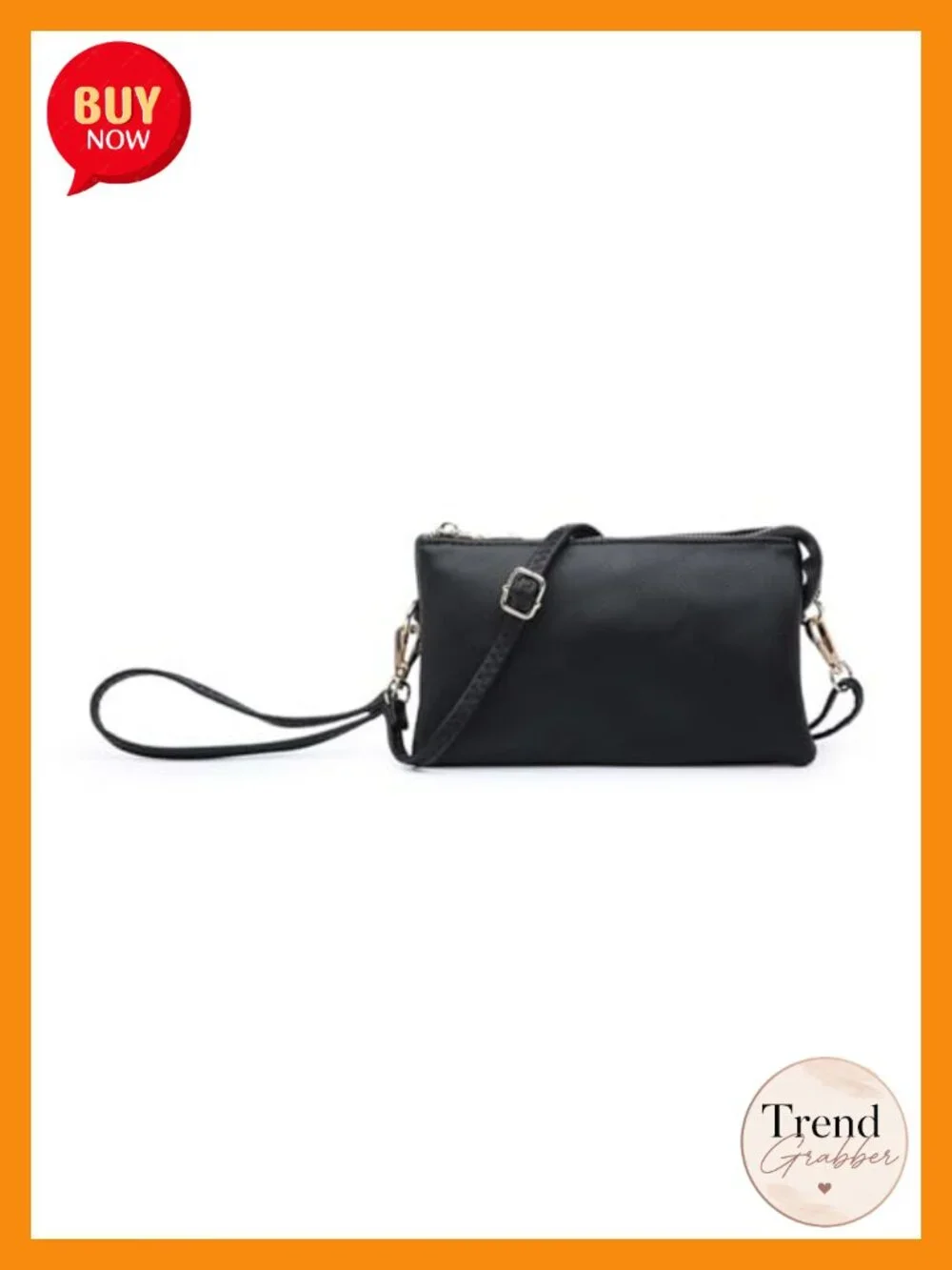 Vegan Leather Crossbody Bag with 2 Straps Clutch Wristlet Purse
